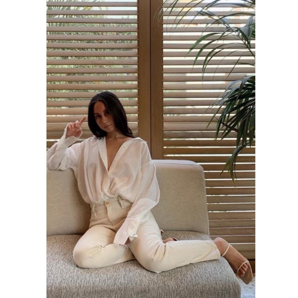 Frame Denim White Corduroy High Rise Pants